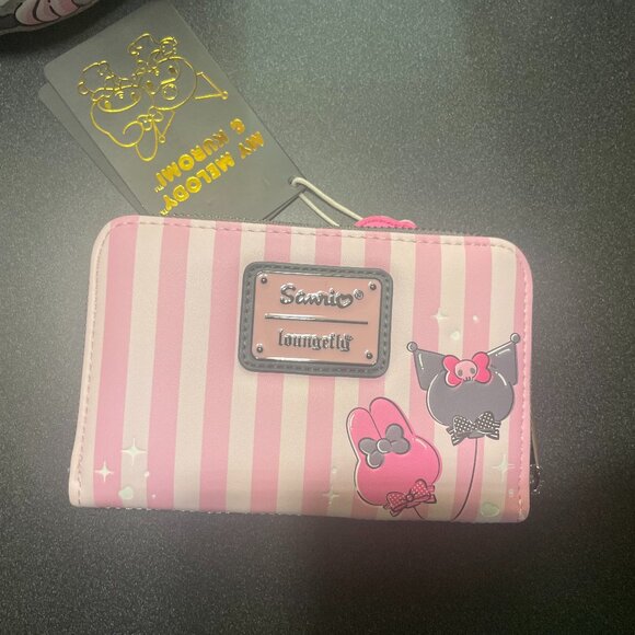 Loungefly Sanrio My Melody & Kuromoi Striped Small Zip Wallet - Picture 2 of 3